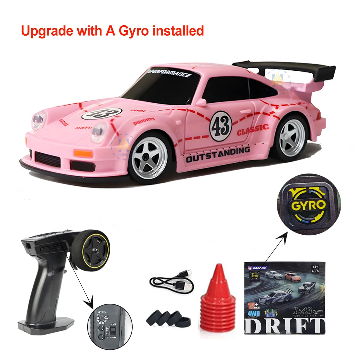 Upgraded Gyro 1/43 RC Drifting Car Racing RTR 4WD High Speed Radio Control Model 2.4G Drift Race Vehicle Mini Gifts Econic Blanks
