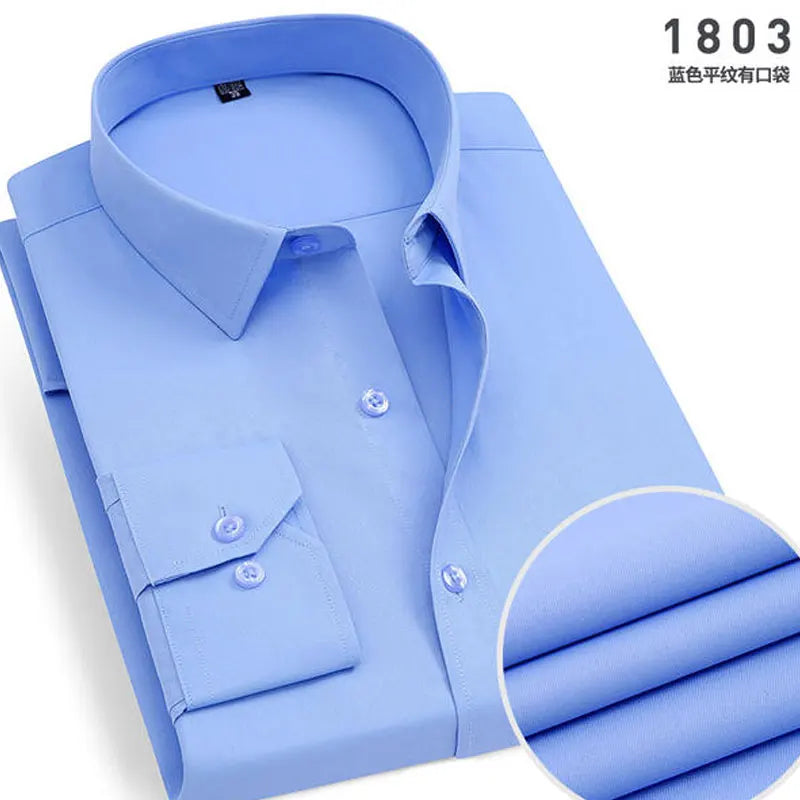 Spring New Men's Striped long-sleeved Shirt Non-ironing Anti-wrinkle Comfortable Breathable Business Casual Fashion Slim Fit Quick Pick Grocers