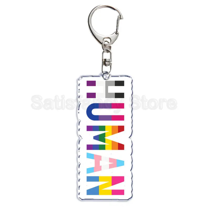 Gay Pride LGBT Rainbow Acrylic Keychain LGBTQ Transparent Double Sided Key Chain Key Ring Lesbian Keychains for Friends Gift Quick Pick Grocers