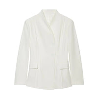 ETJ 2025 women's new fashion design three-dimensional cut high collar slim suit jacket & matching casual trousers Quick Pick Grocers