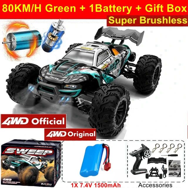 4WD Remote Control Car Off Road 4x4 RC High Speed Buggy Truck Super Brushless 50 or 80KM/H Fast Drift Racing Toy Kids Adults Econic Blanks