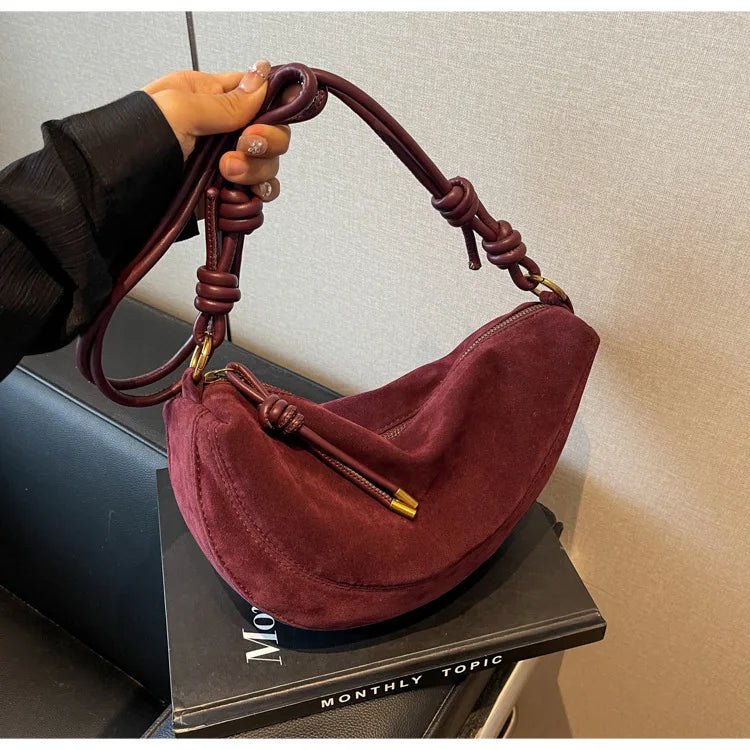 Faux Suede Super Popular Niche Suede Shoulder Bag for Women 2025 Hot Sale Single Crossbody Bags Underarm Dumpling Sweet Bags Quick Pick Grocers