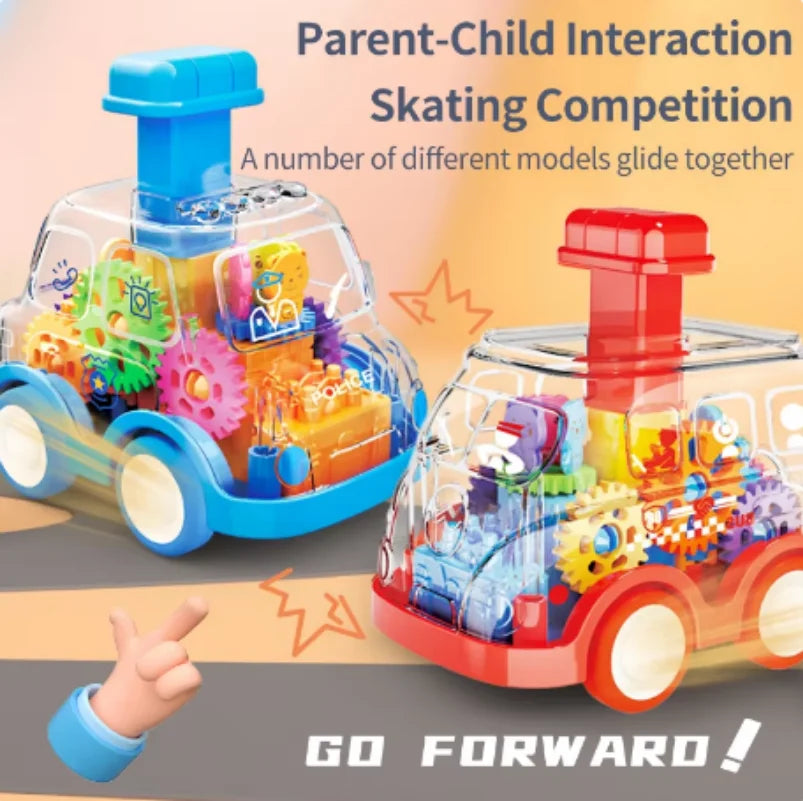 Baby Toy Cartoon Press Gear Car Toy Lnertia Pull-back Transparent Car Inertia Rebound Car Birthday Gifts for Kids Boys and Girls Quick Pick Grocers