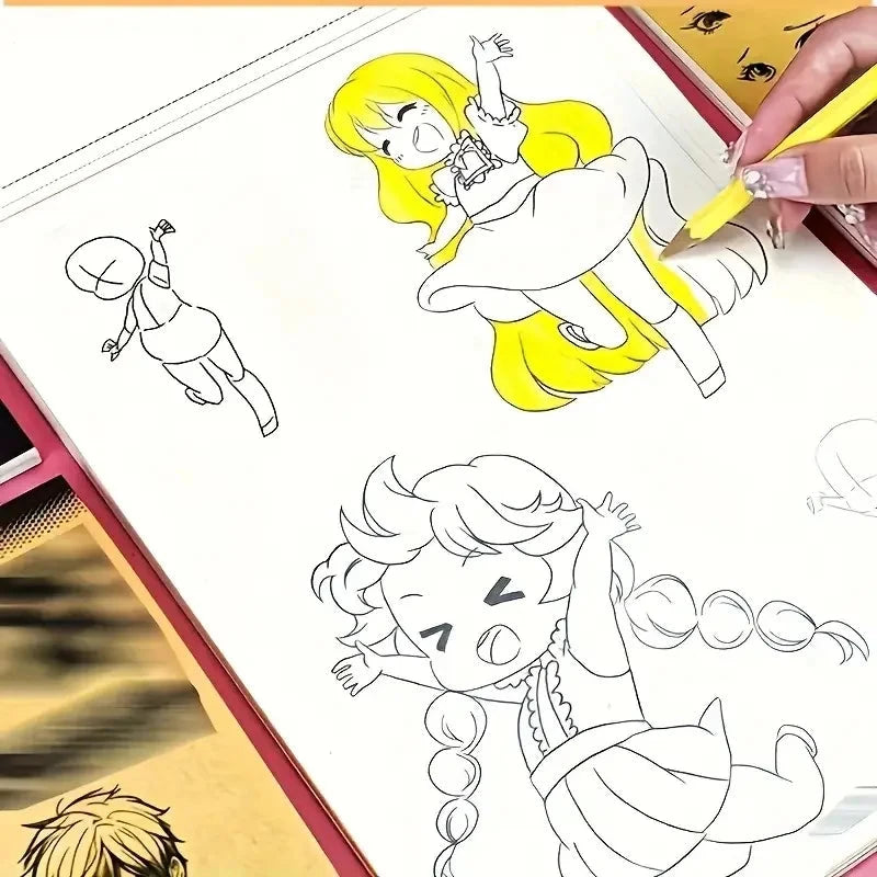 Anime Character Line Art Drawing Book for Beginners - 48 Pages of Simple Hand-Drawn Outlines for Tracing & Practice Painting Econic Blanks