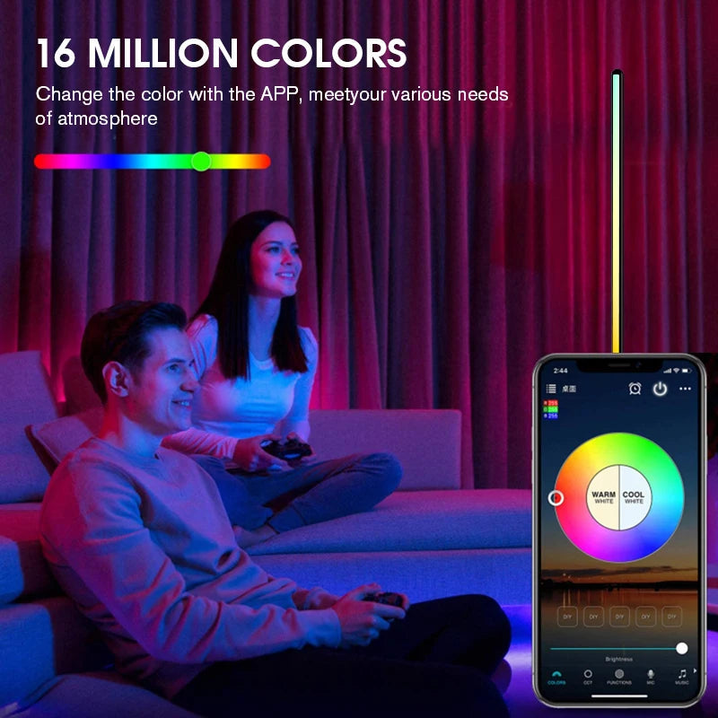 RGB LED Floor Lamp, LED Corner Lamp Works Smart Modern Floor Lamp with Music Sync and 16 Million DIY Colors Floor Lamp Quick Pick Grocers