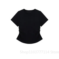 Women Summer Short Sleeved Top for Fashion Versatile Base Shirt Slim Fit Round Neck T-shirt Casual and Sexy Breathable and Cool Quick Pick Grocers