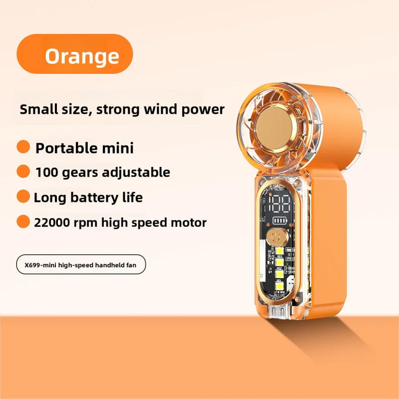 High Velocity Portable USB Charging Hand Fan Mini Powerful Pocket Fan With Strong Airflow For Summer Camping Sports Beach Travel Quick Pick Grocers