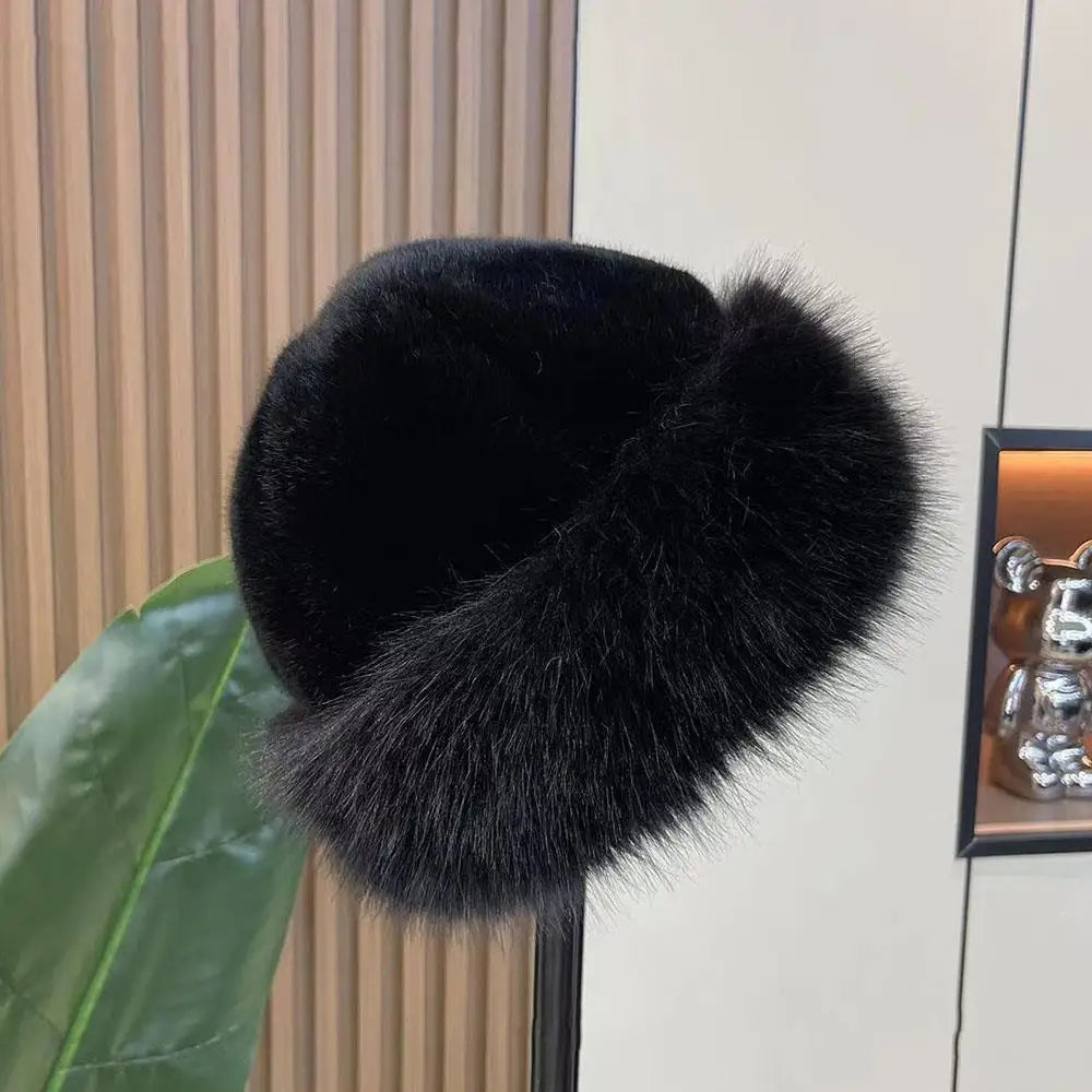 New Fluffy Fur Women's Winter Hat Winter Snow Ski Cap Female Faux Fur Thick Warm Windproof Hat Russian Hat Mink Fisherman's Hat Purest Peak