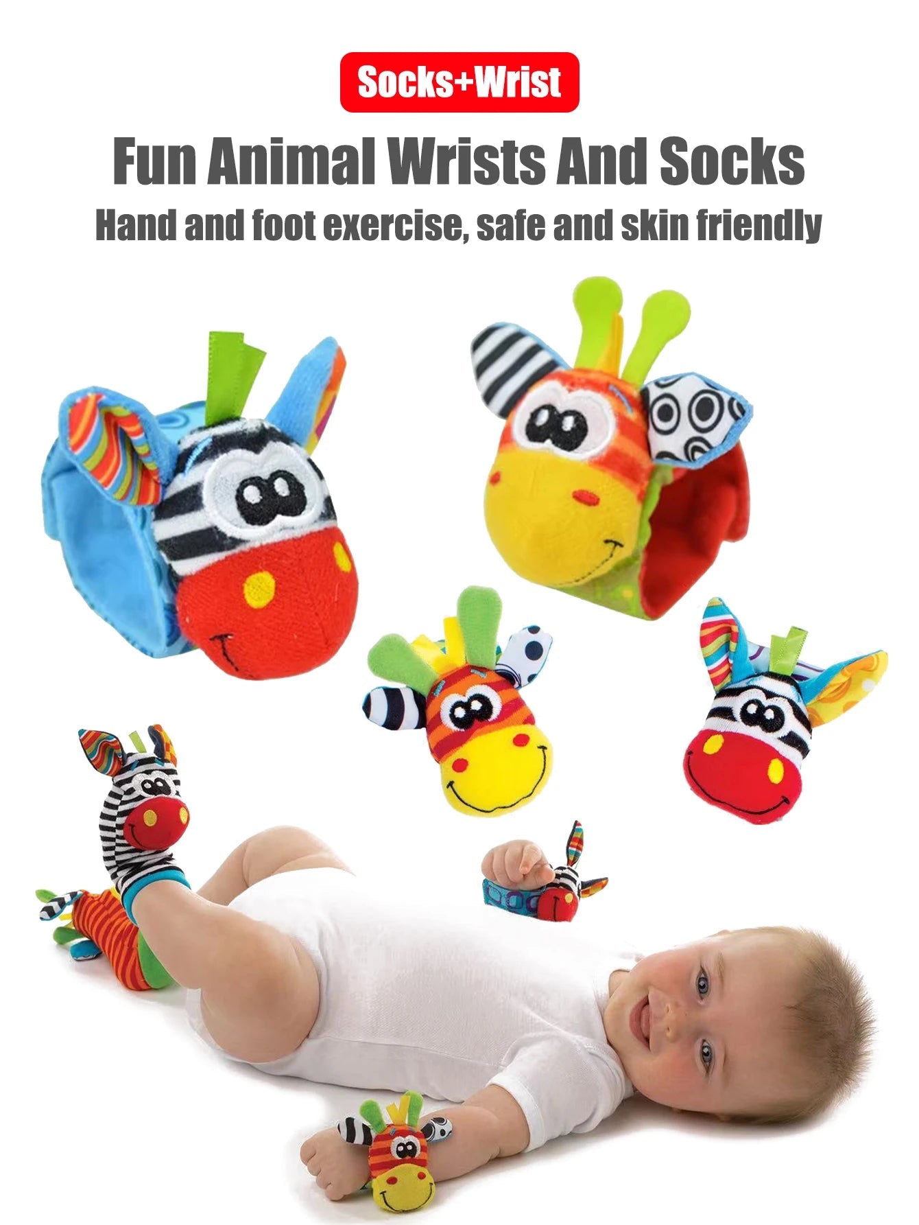 4pcs/Set Baby Infant Wrist Rattle Socks Toys 0-12 Month Girl Boy Early Educational Development Cute Toddlers Sensory Gifts Purest Peak