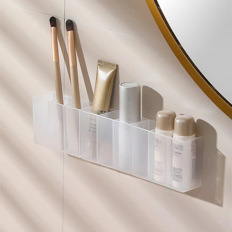 Mini Storage Box 3-Grid Plastic Makeup Brush Lipstick Storage Multi-Functional Desk Organizer for Home Kitchen Bathroom Econic Blanks
