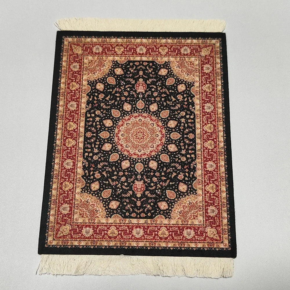 Woven flower Persian carpet small coaster wholesale merchants cheap mouse pad desk mat retro style rubber non-slip computer mats Quick Pick Grocers