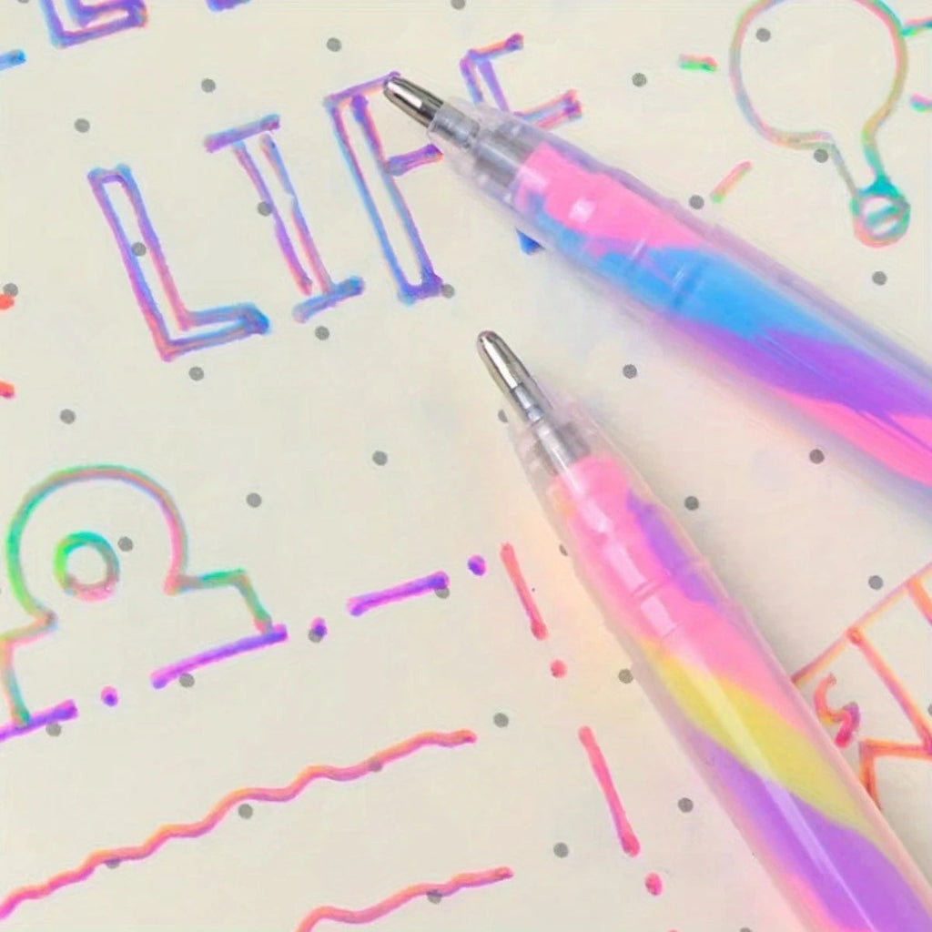 6pcs Glitter Gel Highlighter Pens Set - 1.2mm Vibrant Colors, Smooth Writing, Perfect for Journals, DIY Crafts, Greeting Cards, Quick Pick Grocers