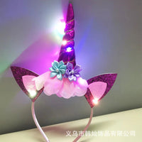 New Halloween Cute Unicorn Headband for Girls Lights Up Pink Sweet Party Hairpins Unique Cartoon Hair Accessories for Children Quick Pick Grocers
