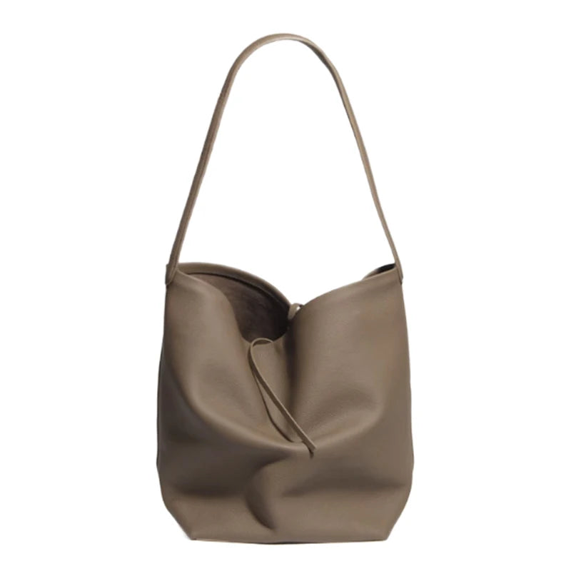 MENDY Bucket Bag Large Women's Bag Tote Bag Shoulder Bag Luxury Designer Genuine Leather Handbag Japanese Popular Bag Soft Row Quick Pick Grocers