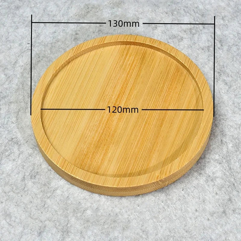 Multi Bamboo Tray Wood Saucer Flower Pot Tray Cup Pad Coaster Plate Kitchen Decorative Plate Creative Coaster Coffee Cup Mat Quick Pick Grocers