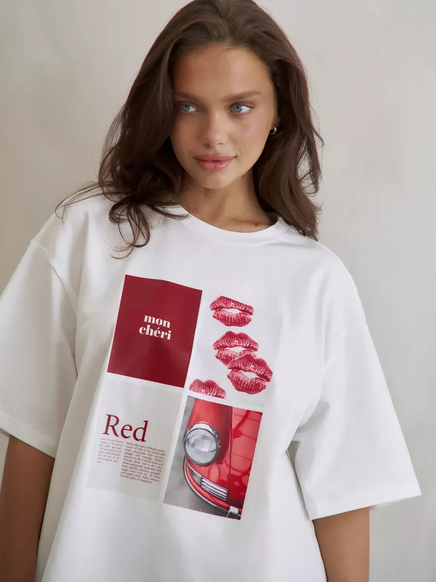 European American Hot Girl American Y2K Design Printed T-shirt Summer Women Ins Pure Cotton High Street Retro Short-sleeved Top Quick Pick Grocers