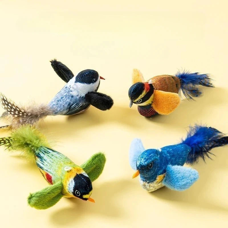 Indoor Interactive Birds Toy for Cat Chasing Teasing Toy Sounding Catnip Cat Teaser Toy Self-hilarity Wall Hanging Birds Cat Toy Econic Blanks