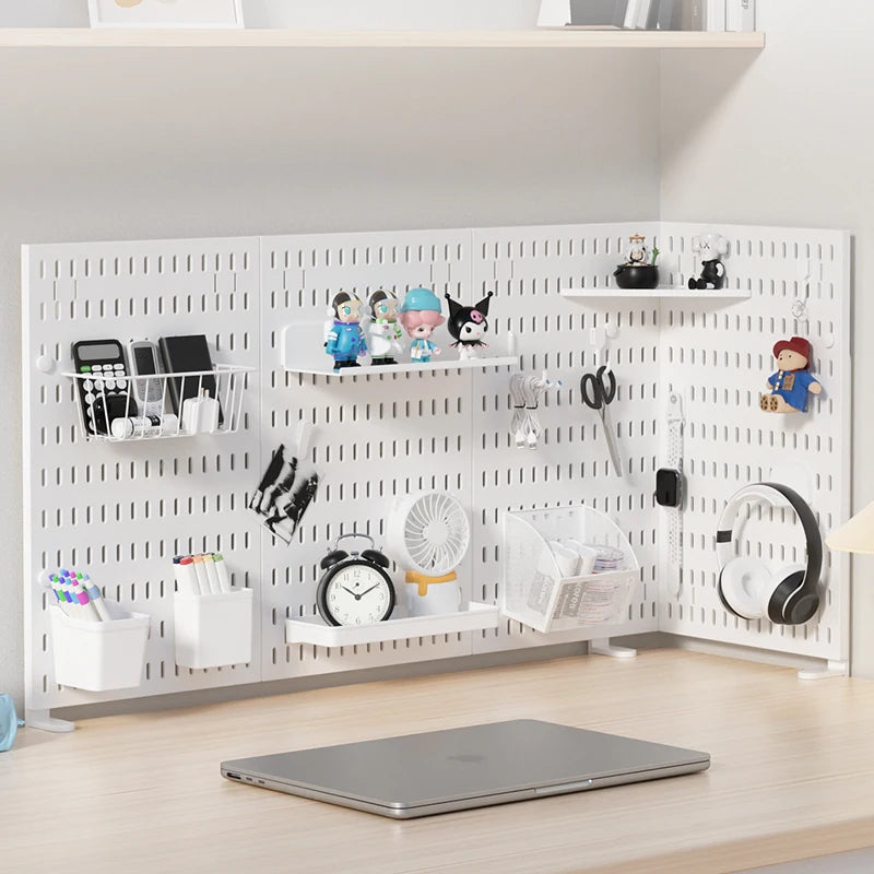 Home Study Storage Pegboard: Suitable for Displaying Figurines, Desk-Top Standing & Clip-On Storage for Furniture Items Quick Pick Grocers