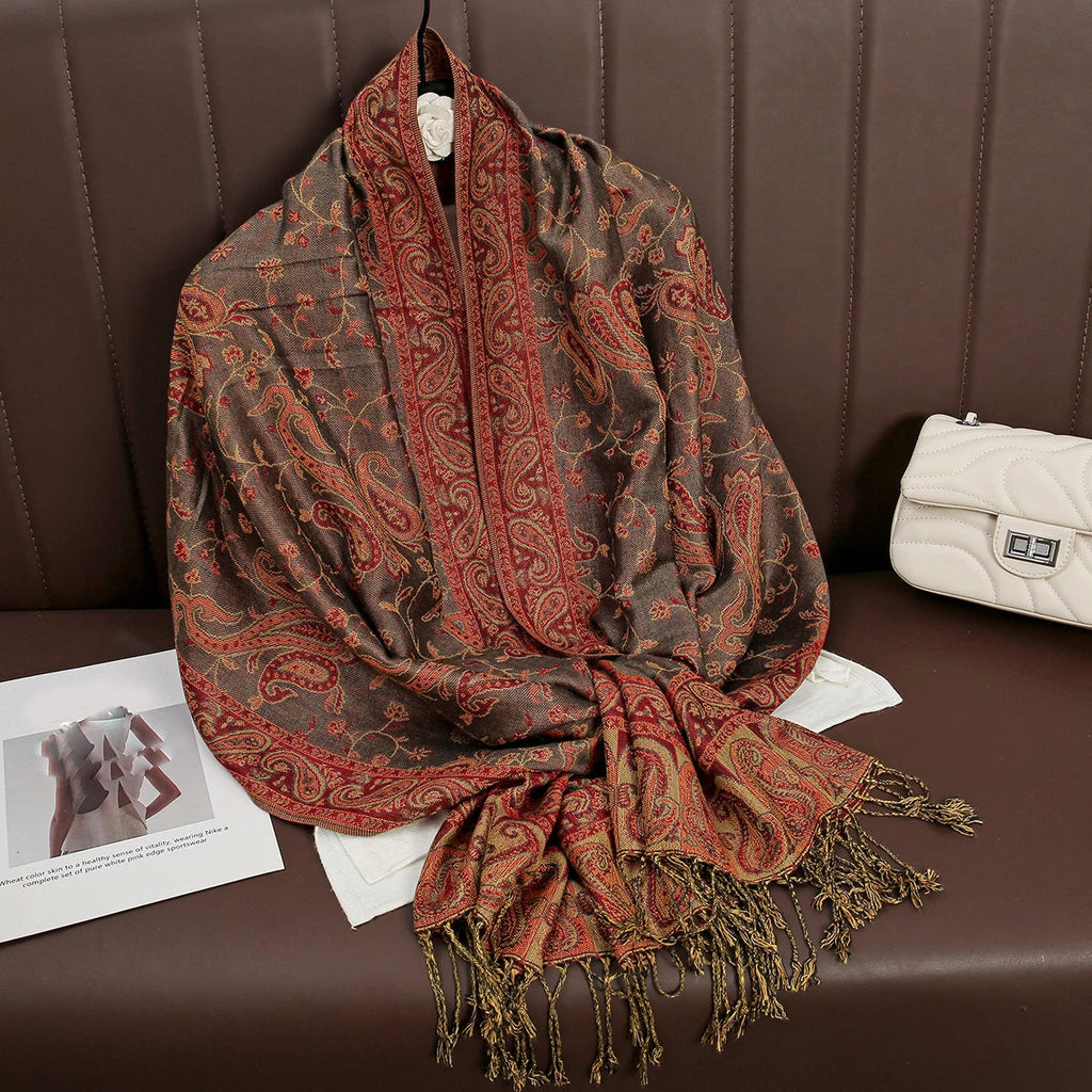 Luxury Brand Autumn Cashmere Pashmina Shawl Lady Wrap Warm Winter Scarves Design Print Female Foulard Cotton Stoles Scarf 2023 Quick Pick Grocers