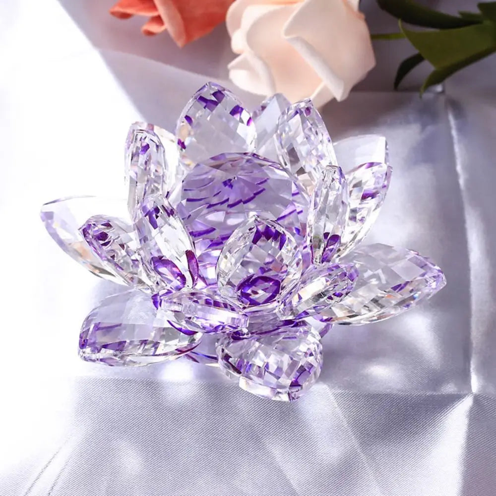 Feng shui Quartz Crystal Lotus Flower Crafts Glass Paperweight Ornaments Figurines Home Wedding Party Decor Gifts Souvenir Quick Pick Grocers