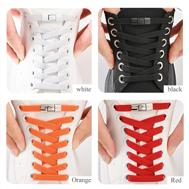 8mm No Tie Shoe Laces Press Lock Shoelaces Without Ties Elastic Laces Sneaker Kids Adult Widened Flat Shoelace for Shoes Quick Pick Grocers