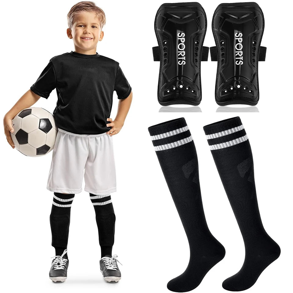 Loogdeel 2 Pair Soccer Shin Guards and Socks for Toddler Kids Youth, Lightweight Soccer Shin Pads Protective Defender Gear Quick Pick Grocers