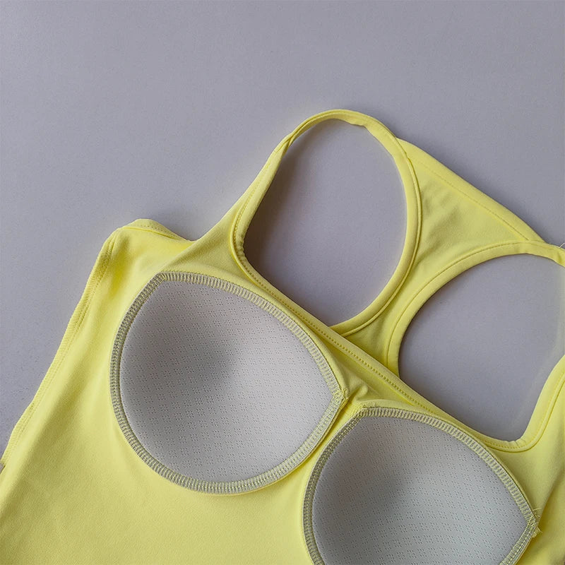 Sports and Fitness Vest with Chest Pad Summer Shockproof Beauty Back Nude Feeling Suit Pilates Training Yoga Top Yoga Clothing Quick Pick Grocers