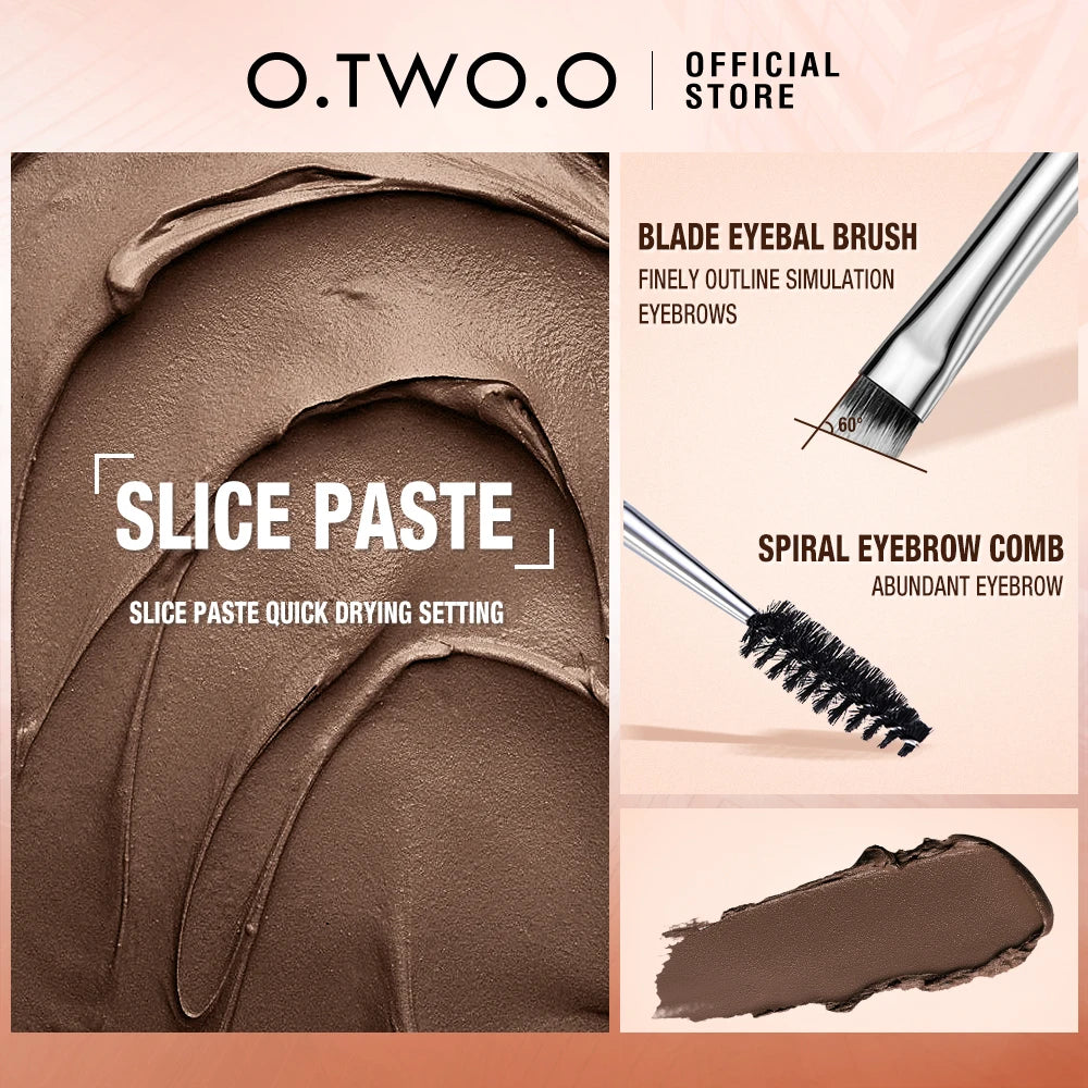 O.TWO.O Eyebrow Pomade Brow Gel Wax 2 IN 1 Waterproof Long Lasting Creamy Texture Eye Brow Tint Enhancers Cosmetics Makeup Purest Peak