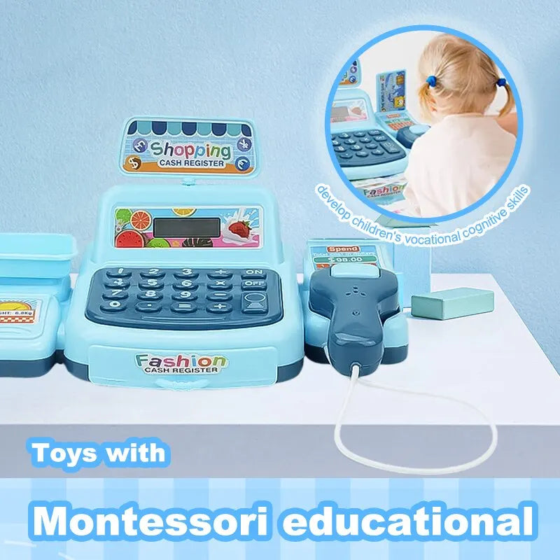 Simulation Shopping Cash House Toys Electronic Game Lighting And Sound Effects Supermarket Cashier Toys Econic Blanks