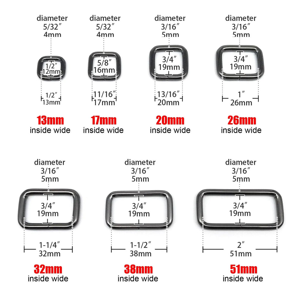 5pcs Metal Heavy Duty Thickened Leather Bag Backpack Strap Belt Web Rectangle Square Loop O D Loop Ring Buckle Clasp Repair DIY Quick Pick Grocers