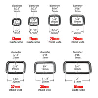 5pcs Metal Heavy Duty Thickened Leather Bag Backpack Strap Belt Web Rectangle Square Loop O D Loop Ring Buckle Clasp Repair DIY Quick Pick Grocers