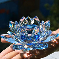 Feng shui Quartz Crystal Lotus Flower Crafts Glass Paperweight Ornaments Figurines Home Wedding Party Decor Gifts Souvenir Quick Pick Grocers