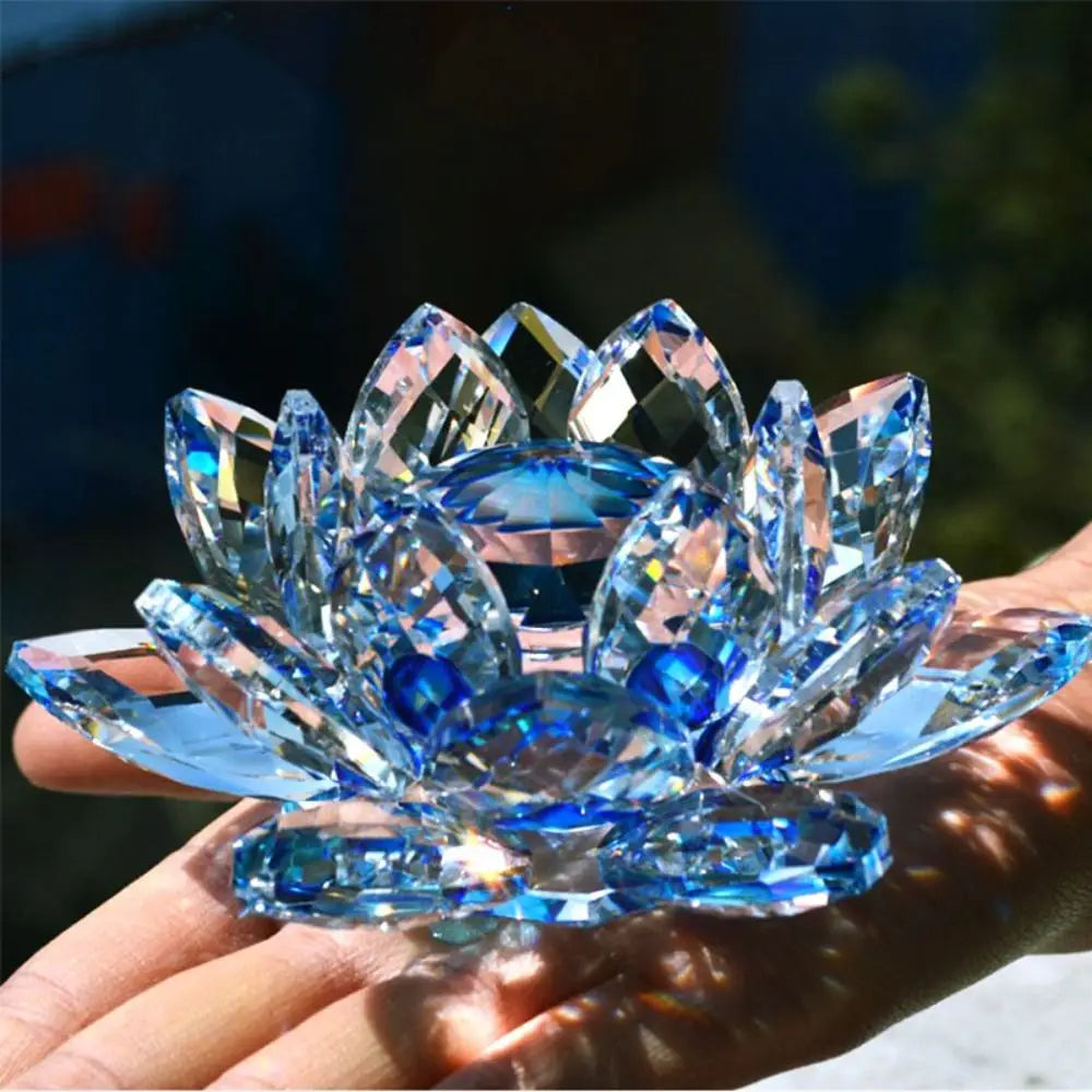 Feng shui Quartz Crystal Lotus Flower Crafts Glass Paperweight Ornaments Figurines Home Wedding Party Decor Gifts Souvenir Quick Pick Grocers
