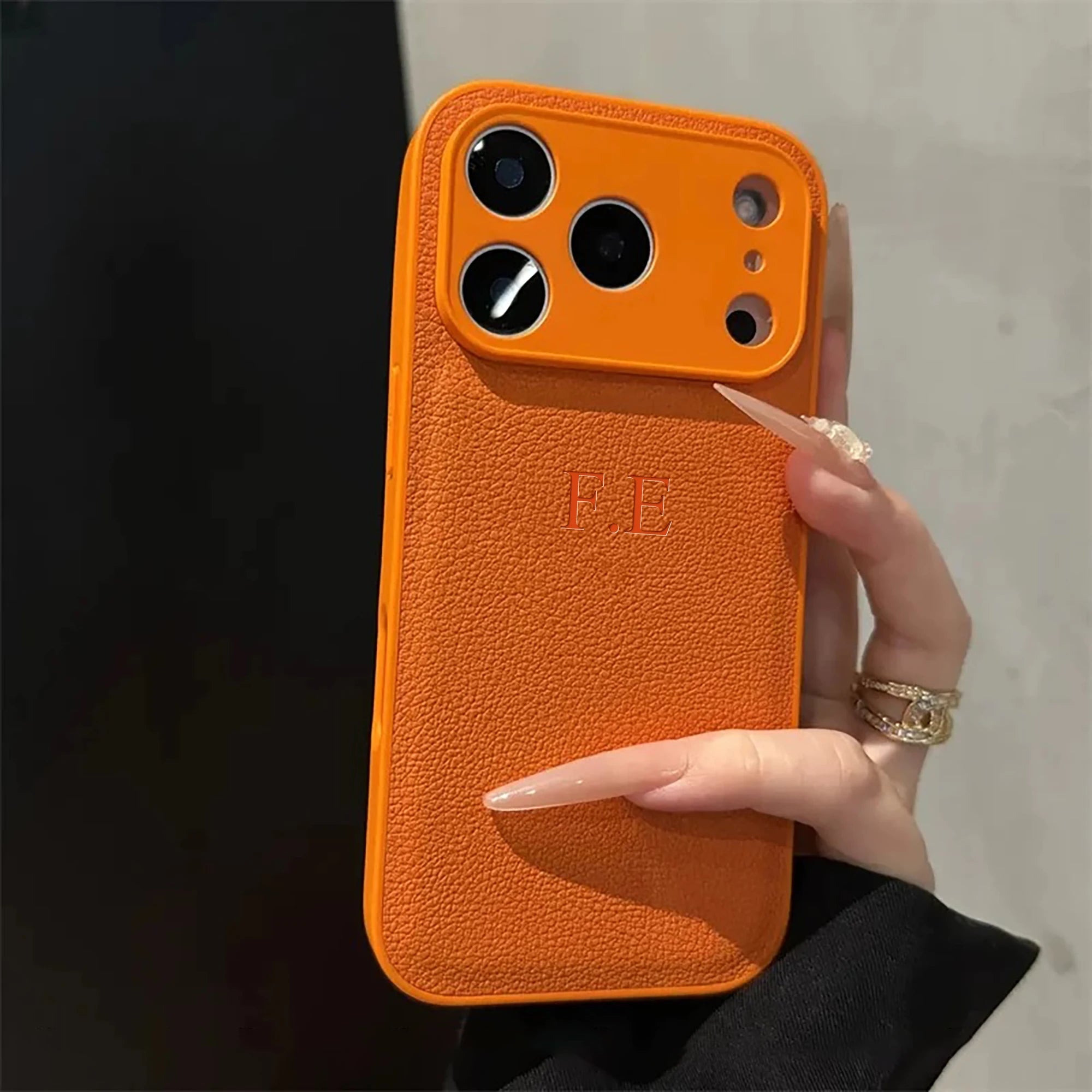 Custom Name Phone Case For iPhone 17 16 15 14 13 Pro Max Plus Air 3D Hot Stamping Faux Leather Cover Couple Gift Quick Pick Grocers