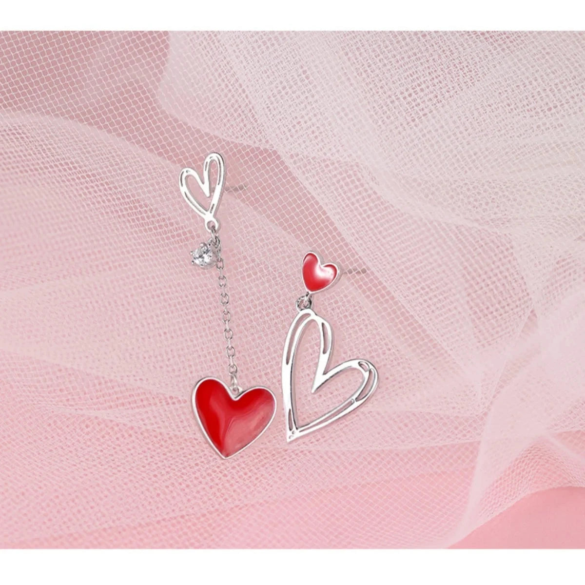 Korean Asymmetric Hollow Black Heart Dangle Earrings For Women Temperament Exaggerated Love Heart Drop Earrings Wedding Jewelry Econic Blanks