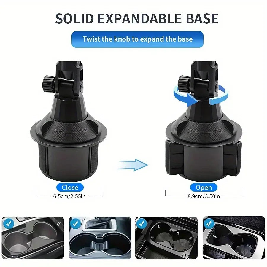 ABS Material Waterproof Car Cup Holder Mount for Tablets and Phones, Heavy Duty Expandable Base for Auto Vehicles