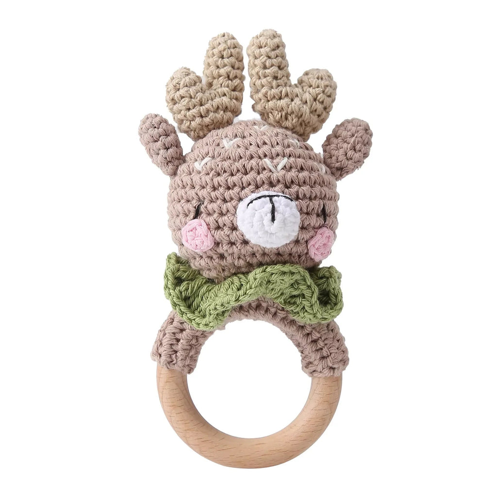 Baby Crochet Rattle Wooden Teether Toy BPA Free Wood Rodent Rabbit Rattle Baby Mobile Play Gym Newborn Educational Music Toys Purest Peak