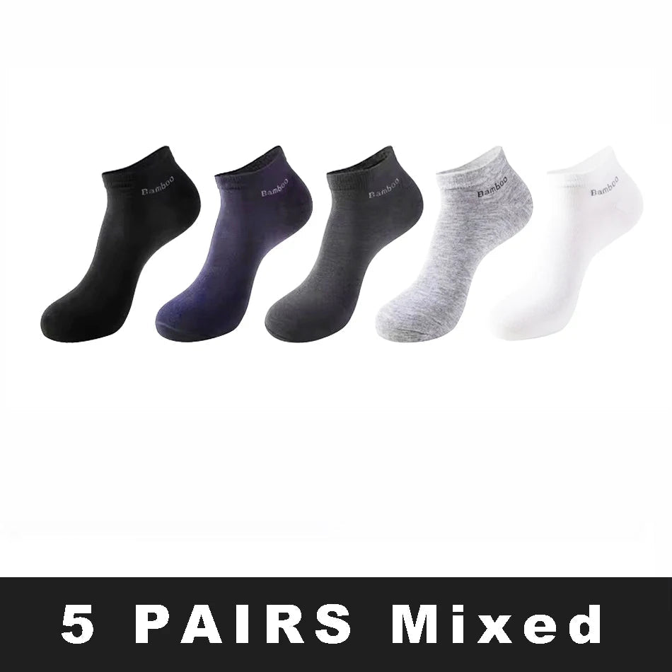 5/10/15 Pairs Men's Bamboo Fiber Socks Short High Quality New Casual Breatheable Anti-Bacterial Man Ankle Socks Men Size 38-45 Quick Pick Grocers