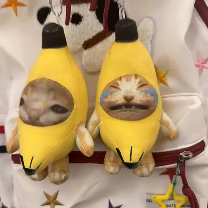 Banana Cat Doll Pendant Keychain Crying Happy Banana Cat Plush Pendant With Sound Toy Car Bag Funny Pendant Keyring Gifts Kids Quick Pick Grocers