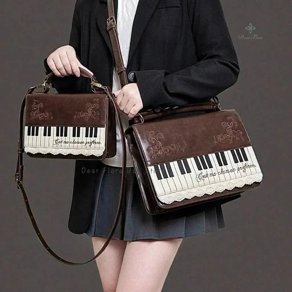 New Vintage Piano Shoulder Bag Womens Brown Crossbody Bag Y2k Girls Transparent Ita Bag Personalized Backpack Aesthetic Handbags Quick Pick Grocers