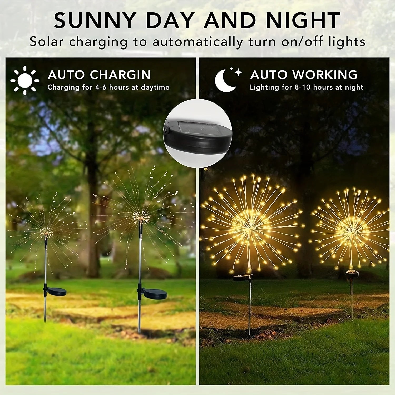 1 Pack Solar Firework Light Outdoor,IP65 Waterproof Solar Garden Flower Lights With 8 Lighting Modes For Outdoor Lighting Econic Blanks