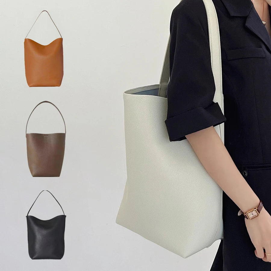 MENDY Bucket Bag Large Women's Bag Tote Bag Shoulder Bag Luxury Designer Genuine Leather Handbag Japanese Popular Bag Soft Row Quick Pick Grocers