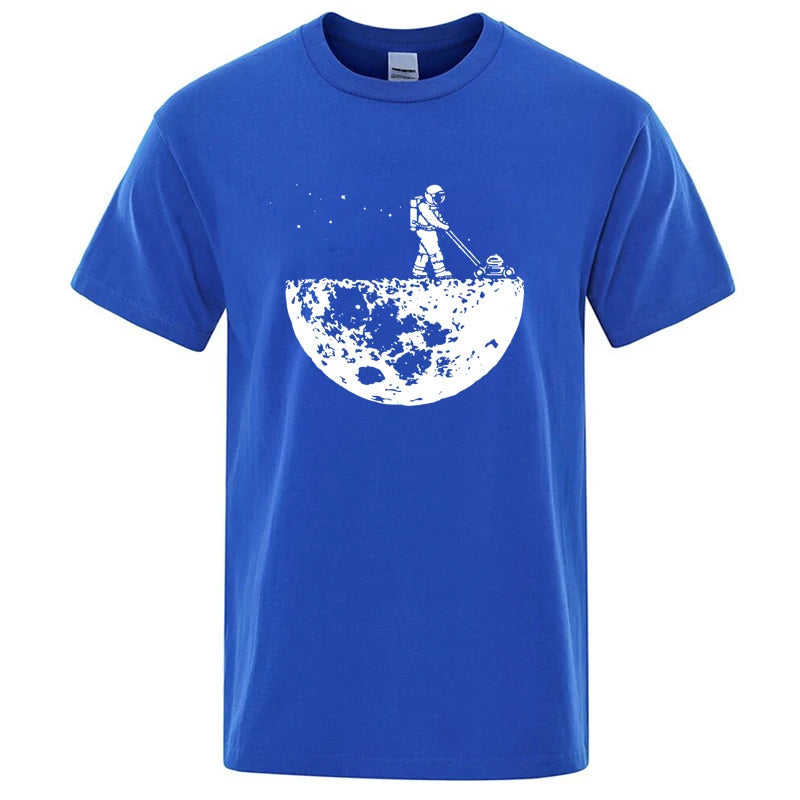 Men T-shirt High Quality Funny Cotton Blend Lunar Cleaner Printing Casual Cool Loose O-neck Male  for MenT-shirt Hip Hop Tees Quick Pick Grocers