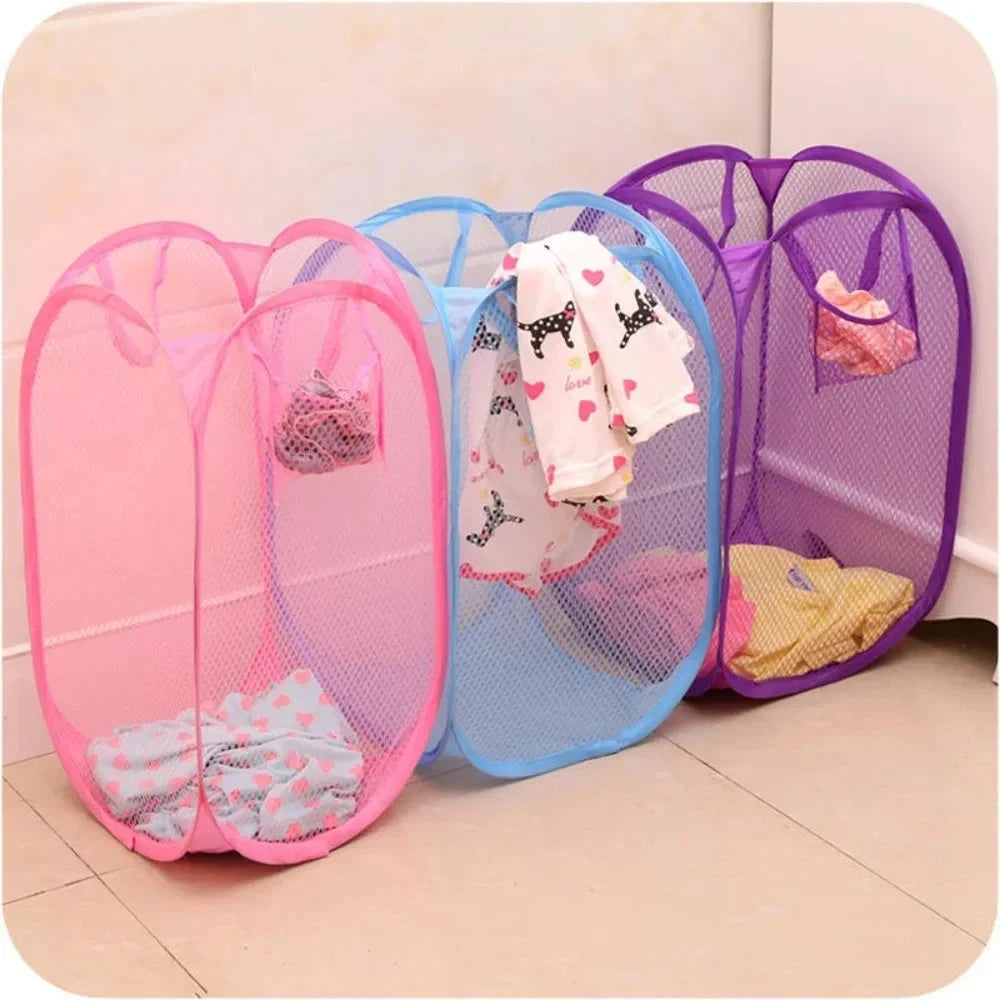 Folding Household Laundry Storage Basket Mesh Dirty Clothes Storage BasketToy Storage Bag Household Storage Bucket Econic Blanks