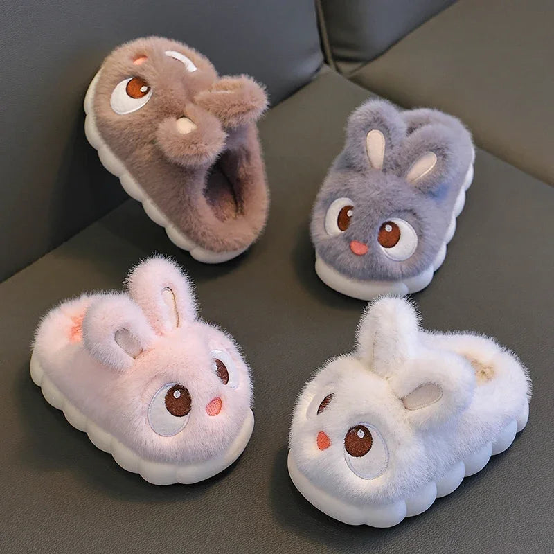2024 New Cute Rabbit Children's Cartoon Winter Slippers Comfortable Warm House Shoes Boys Girls Indoor Home Fluffy Slippers Purest Peak