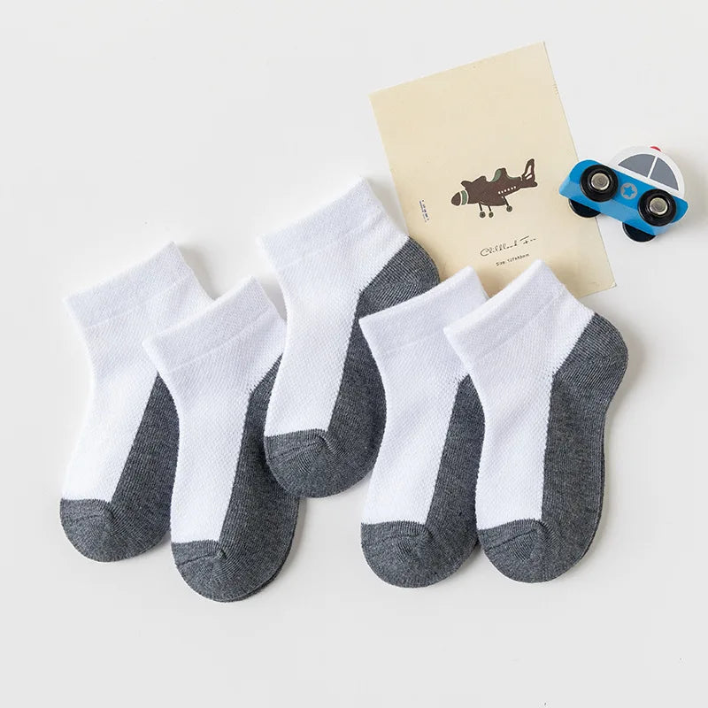 5 Pairs/Lot 2023 New Summer Children Socks Cotton Kids Fashion Black White Gray For 1-12 Years Teen Student Baby Girl Boy Socks Quick Pick Grocers