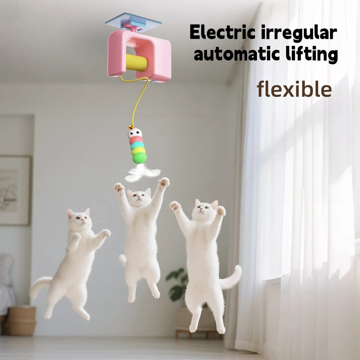 New Type Of Electric Cat Toy with 2 Ropes Smart Hanging Door Auto Swing Feather Toy A Self-entertainment And Cat-teasing Wonder Quick Pick Grocers
