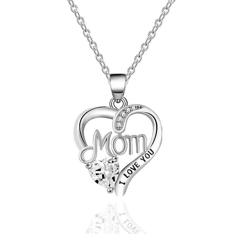 Huitan Silver Color Heart Pendant Necklace Female Anniversary Party Bright Zirconia Accessories Delicate Mom's Day Gift Jewelry Quick Pick Grocers
