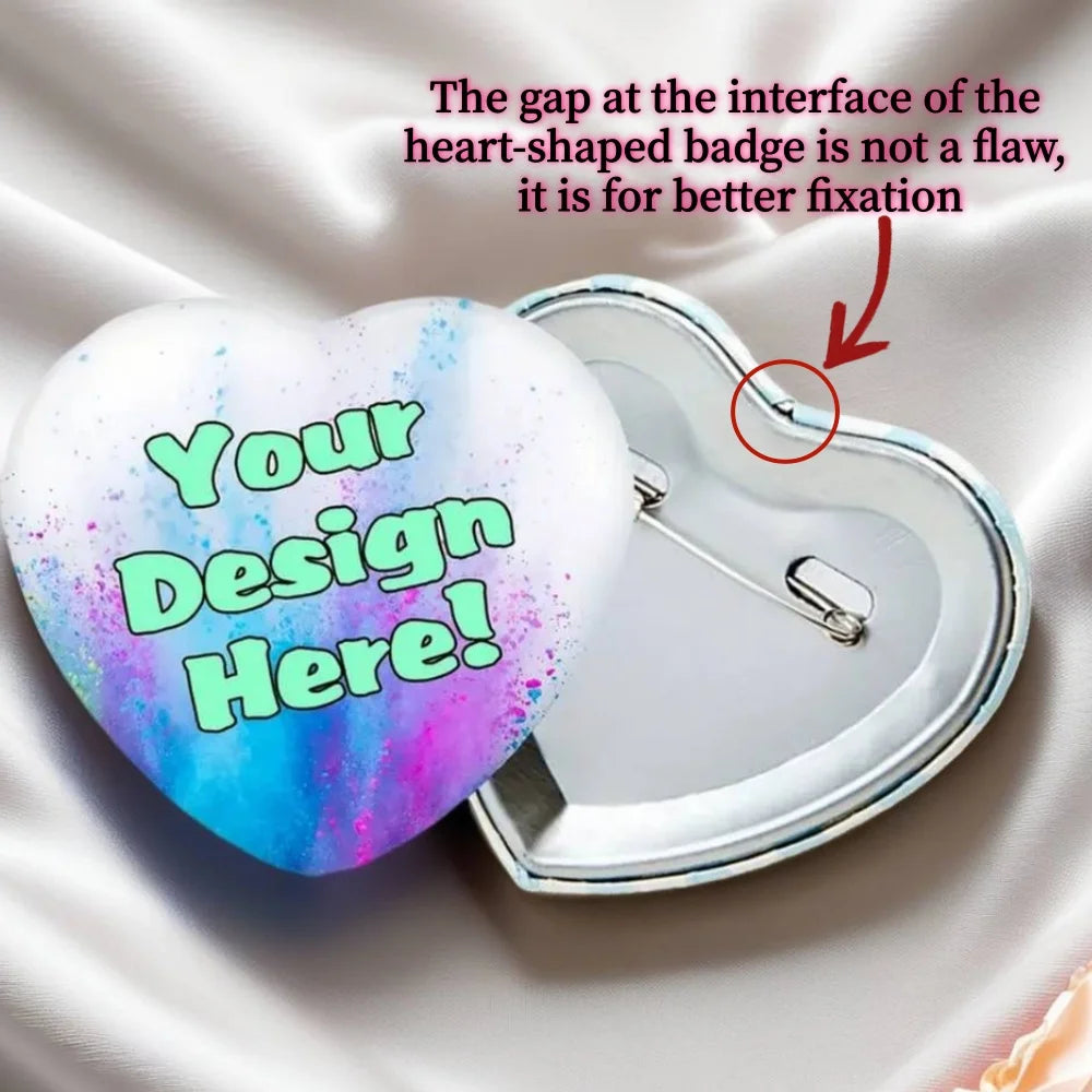 Customized Personalized Heart-Shaped Tin Badges With Text Designs And Logo Printing A Perfect Gift For Children And Loved Ones Quick Pick Grocers