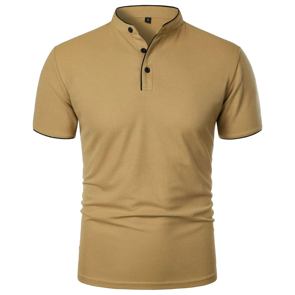 Summer Men's Short Sleeve Collar Tshirts New Solid Color Casual Polo Shirt Trendy Breathable Loose Basic Splice Top Quick Pick Grocers